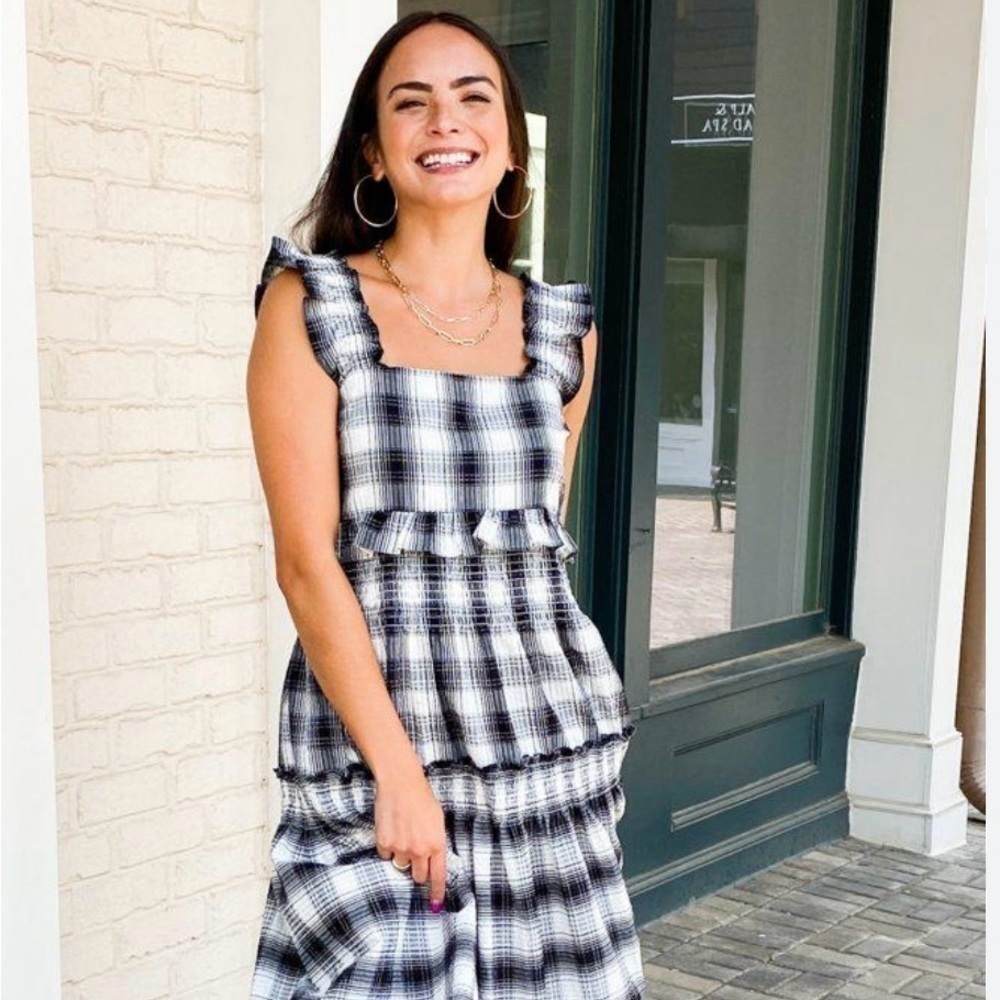 NWT BB Dakota Plaid Sleeveless Maxi Dress Size S